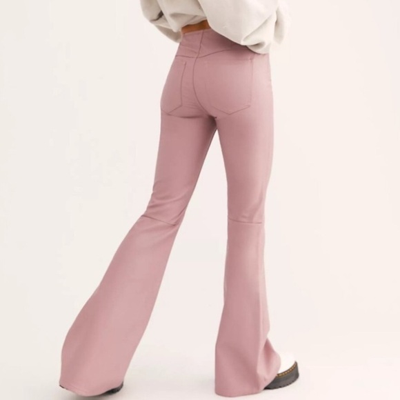 Free People Penny Rose Faux Leather Flares Size W25 - Picture 1 of 13